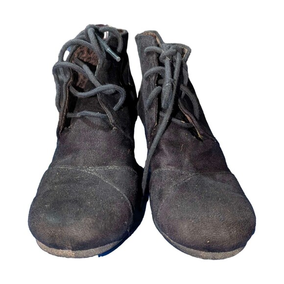 Women's sz 6 Cityclassified Black  Suede Lace Up Wedge Ankle Booties boots - Picture 9 of 10